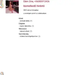 Éden Zina, Masszázs XIII. kerület, 20 év nő XIII. kerület Budapest Magyarország, +36300912426
